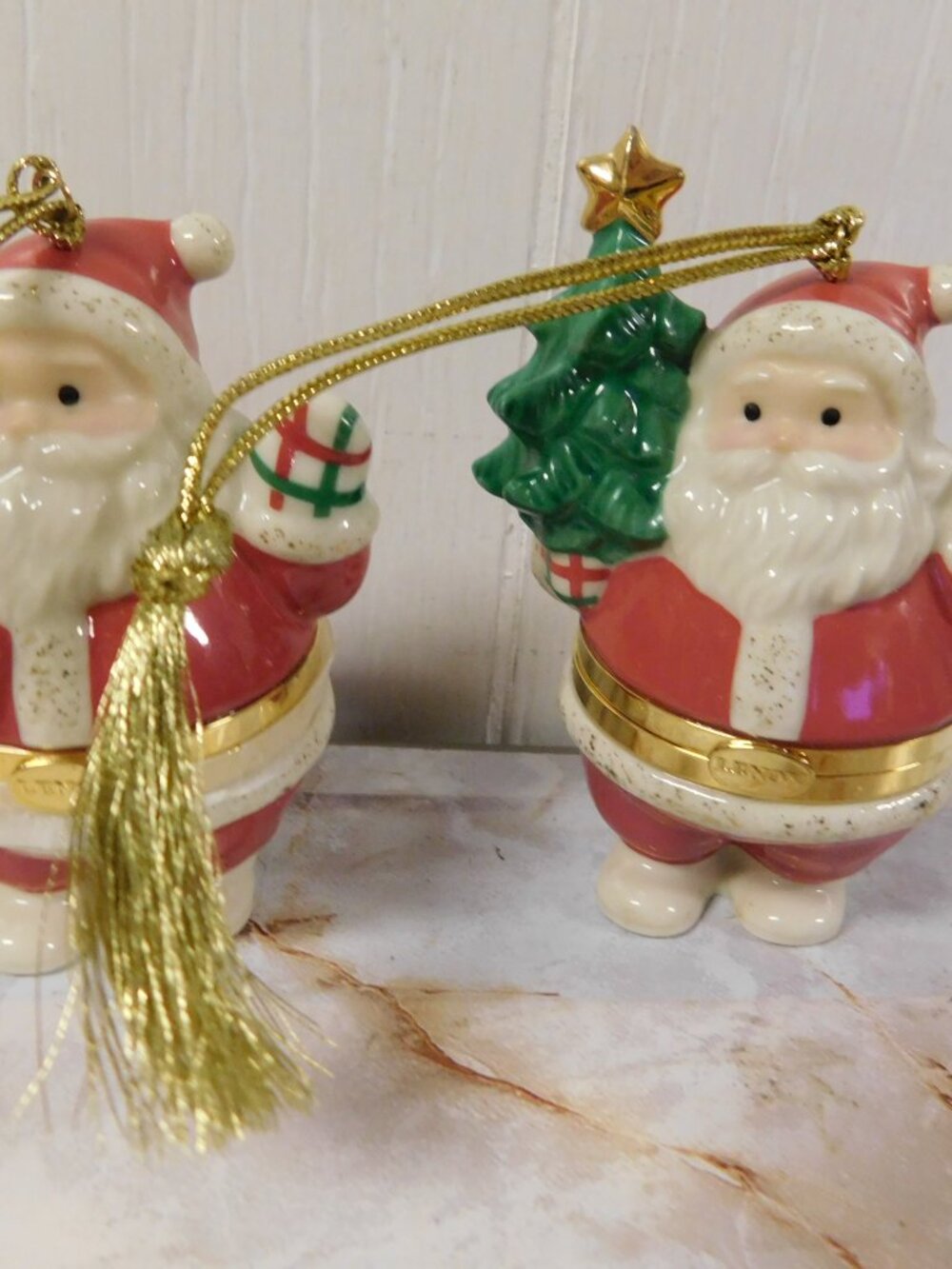 Lenox Santa Claus Trinket Box Ornaments Set of 2